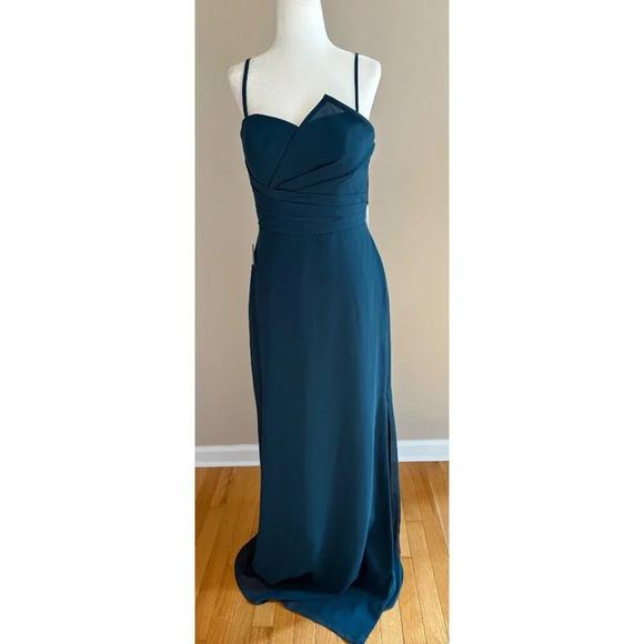 Sorella Vita NWT Notched Neckline Bridesmaid Dress Evening Gown Prom Size 10 - Picture 3 of 11
